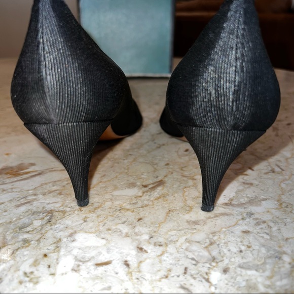 Vintage Regina 80s Black Leather Lined Almond Toe Heels. Size 8.5 Narrow - Picture 6 of 10